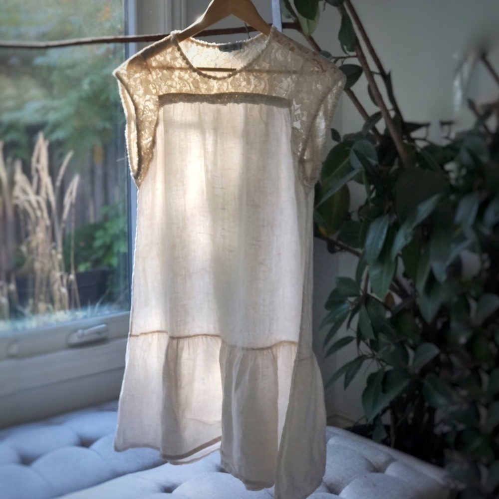 Allegra Masetti Firenze beige linen dress size S made in Italy